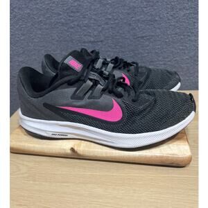 Nike Downshifter Running Sneakers Black Anthracite Gray & Pink Swoosh Size 9